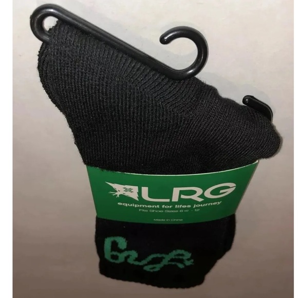 LRG Lifted Research Group Crew Socks 1 Pair Men 6.5-12 Black w/ Green Logo NEW! - Picture 10 of 10